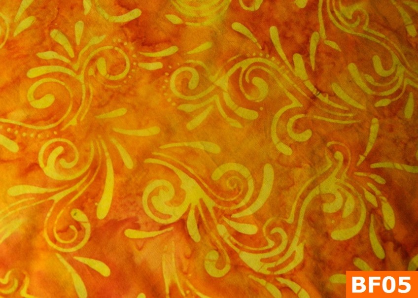 Warm Fleece Lined Winter Bandana With Batik Orange Yellow Fabrics