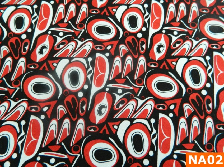 Warm Fleece Lined Winter Bandana With Red Black White Natve Abstract