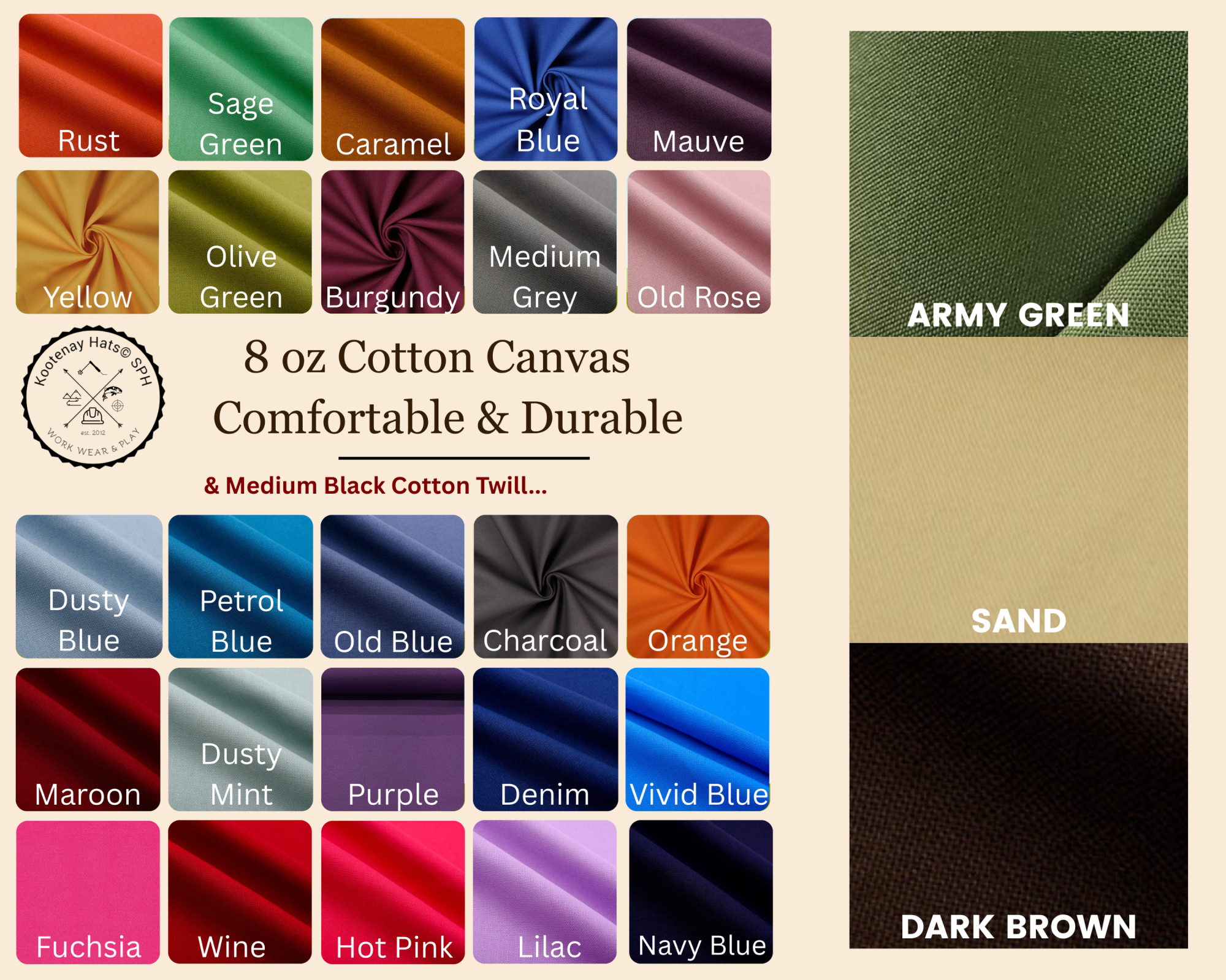 6 Panel Welding Hat Linings, Color Canvas or Black Twill, comfortable, breathable, and durable.